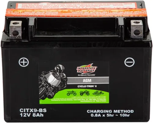 Miniatura 2 de Interstate Batteries YTX9-BS - Batería de 12 V 8 Ah Powersports 130CCA AGM Recargable Reemplazo para BMW, Honda, Kawasaki motocicletas, cuatrimotos