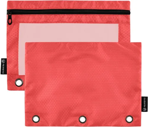 Miniatura 16 de Gredecor Estuche para lápices con 3 anillos con cremallera negra, paquete de 2 unidades, organizador de carpetas transparentes para ventana escolar