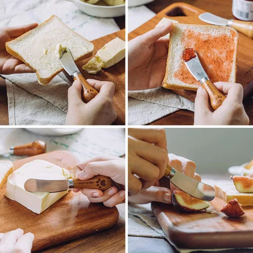 Miniatura 4 de Juego de cuchillos de queso, lindo cuchillo de mantequilla de pie de acero inoxidable 420 de grado alimenticio, cuchillos esparcidores