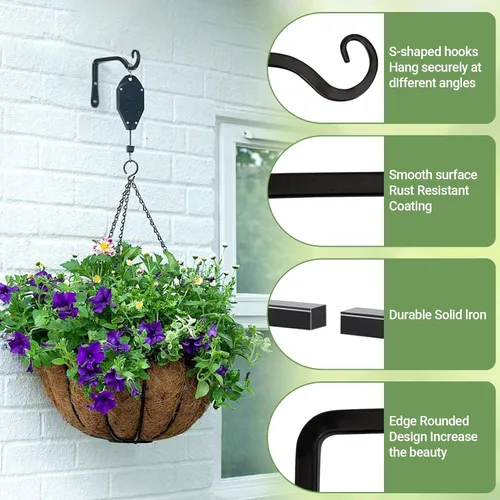 Miniatura 3 de Mkono Soporte para plantas colgantes de 6 pulgadas, gancho de pared de metal decorativo para comederos de aves, macetas, linternas, campanillas