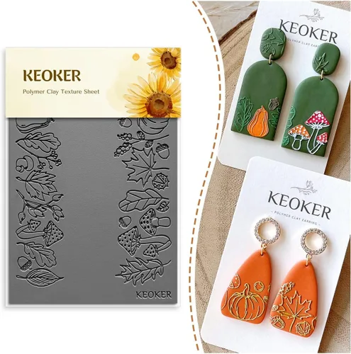 Miniatura 9 de Keoker Hojas de textura de arcilla polimérica, alfombrilla de textura de arcilla para hacer aretes de joyería, herramientas de aretes de arcilla