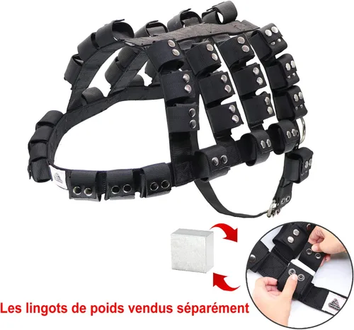 Miniatura 4 de Arnés para perros pequeños, medianos y grandes, sin tirones, chaleco con peso para perro, arnés táctico para perros Pit Bulls con bolsillos