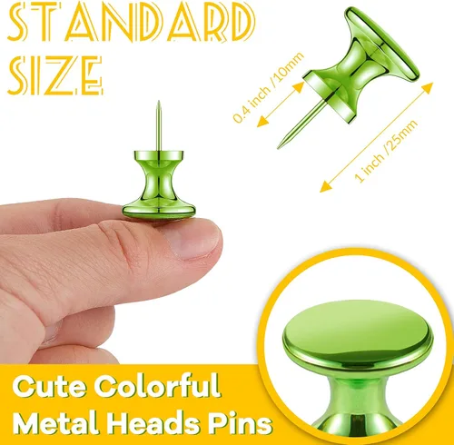Miniatura 2 de Outus 100 Pcs Pines de empuje gigantes con tachuelas de pulgar grandes con cabezas de plástico de 1 pulgada, pines grandes para tablero de corcho