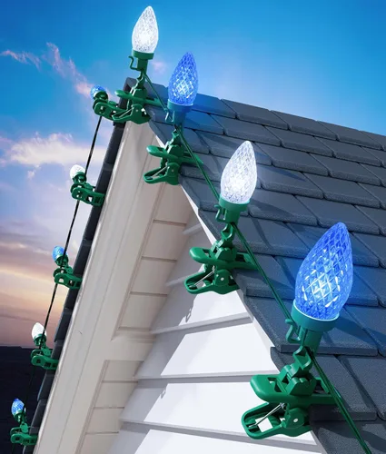 Miniatura 14 de Brightown Luces LED de Navidad C9 para Exteriores, 99 Pies 150 Luces LED C9 en Cadena con 150 Clips de Resorte, Luces de Árbol de Navidad Varios