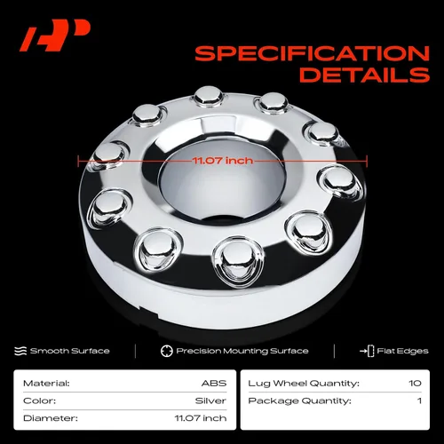 Miniatura 3 de A-Premium Tapa de cubo central de rueda con rueda de 10 lengüetas compatible con Ford F-450 Super Duty, F-550 Super Duty, 2005-2017, lado delantero