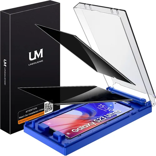 UniqueMe Paquete de 2 protectores de pantalla de privacidad para Samsung Galaxy S23 Ultra, kit sin polvo, posicionamiento automático, sin burbujas,