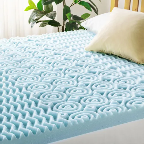 Miniatura 4 de Mellow Cubrecolchón de espuma viscoelástica de 4 pulgadas y 5 zonas, infusión de gel refrescante, esenciales para el dormitorio, color azul completo