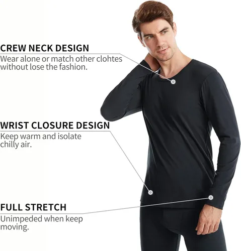 Miniatura 3 de Conjunto de ropa interior térmica para hombre, ropa interior larga para hombre, capa base, parte superior e inferior, ultra suave, regalos