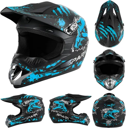 Miniatura 6 de SPARK Youth Kids Dirt Bike Helmets - Lightweight & Vented, Full Face, 4Pcs Set with Gloves, Goggles & Mask for Ages 5-14 (Motocross ATV Off-Road)