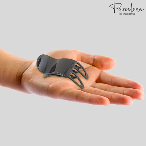 Miniatura 6 de Parcelona French Simply Bear Paw - Juego de 2 pinzas de acetato de celuloide mediano de 3 pulgadas para yoga y yoga (blanco y negro)