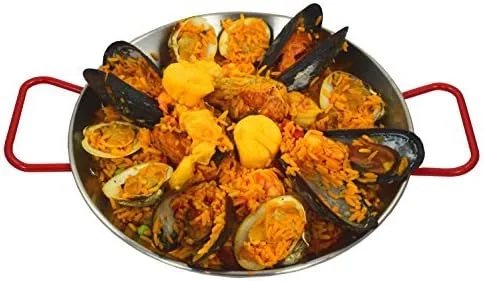 Miniatura 2 de SUNRISE Kitchen Supply - Paellera de acero inoxidable con mango rojo (8 pulgadas)