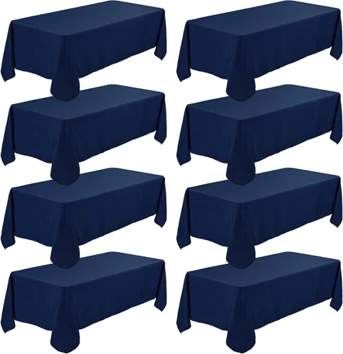 Miniatura 9 de Fivenl - Juego de 8 manteles negros de 60 x 84 pulgadas, manteles de mesa rectangular de 4 pies al por mayor, fundas de mesa de poliéster lavable