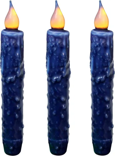 Miniatura 27 de CVHOMEDECO. Velas de cera real sumergidas a mano, funciona con pilas, temporizador, velas cónicas sin llama primitivas del país, 6-3/4 pulgadas