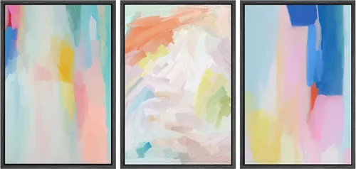 Miniatura 47 de SIGNWIN Lienzo enmarcado para pared, juego de arte abstracto de serenidad costera, ilustraciones abstractas junto al mar, arte moderno, decorativo