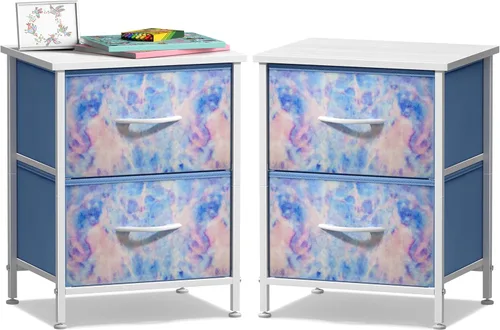 Miniatura 13 de Sorbus - Mesita de noche con 2 cajones - Muebles de noche para niños, mesa auxiliar, mesita de noche - Estructura de acero, tablero de madera
