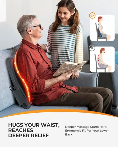 Miniatura 5 de CooCoCo Masajeador Shiatsu de Espalda con Calor, Elegible para FSA, Masajeador de Espalda Baja para Alivio del Dolor de Tejido Profundo, Masaje