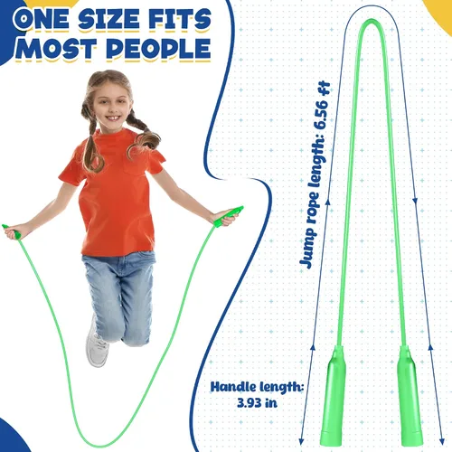 Miniatura 2 de 24 piezas de cuerdas de saltar para niños, cuerdas de saltar de PVC coloridas para niños, cuerda de saltar ajustable, cuerda de saltar sin enredos