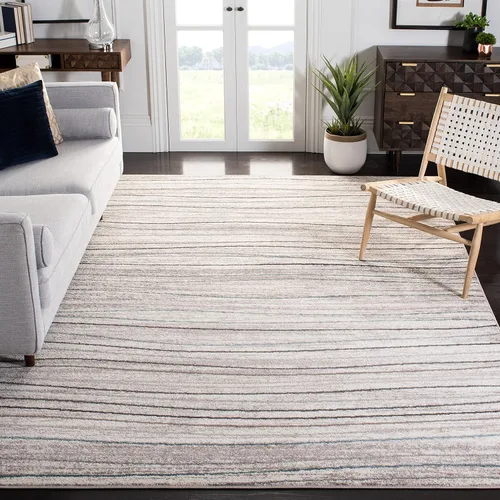 Miniatura 6 de SAFAVIEH Amsterdam Collection AMS111A - Alfombra para pasillo, 2 pies 3 pulgadas x 8 pies, color crema y beige, diseño moderno de ondas a rayas,