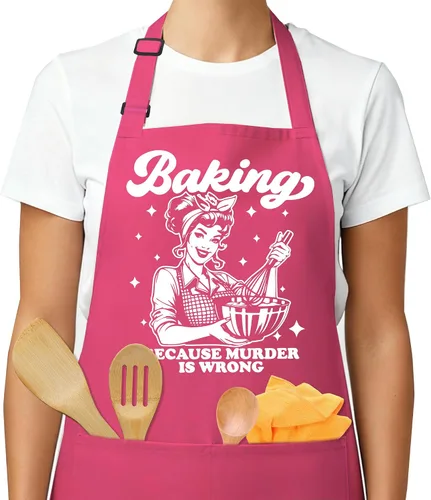 Miniatura 14 de Delantales divertidos para mujeres - Regalo de repostería para mujeres, regalos de Navidad, día de la madre y cumpleaños, perfectos para cocinar