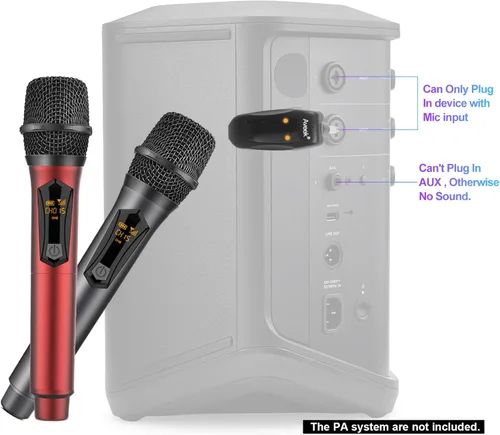 Miniatura 9 de Aveek Micrófono inalámbrico para karaoke, micrófono recargable de karaoke de 2.4GHz (funciona 10hs), para altavoz, máquina de karaoke, iglesia, gris