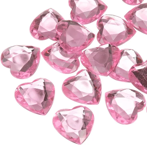 Miniatura 34 de MECCANIXITY 20 piezas de diamantes de imitación acrílicos de corazón de 0.787 pulgadas (0.787 in) con parte trasera plana, gemas de plástico