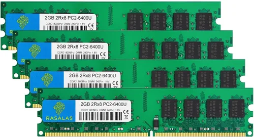 Miniatura 9 de Rasalas DDR2 4 GB Kit (2 x 2 GB) PC2-5300 667MHz RAM - PC2-5300U Udimm 2RX8 1.8V CL5 240 pines no ECC memoria de computadora de escritorio sin búfer