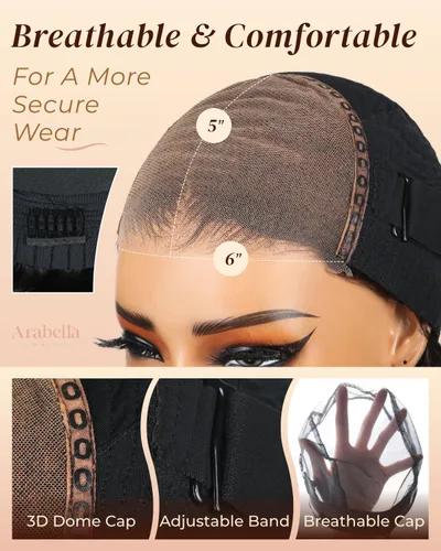 Miniatura 6 de Arabella 5x6 Pelucas listas para usar sin pegamento de cabello humano 1B/27 con encaje frontal resaltado, pelucas de cabello humano con densidad