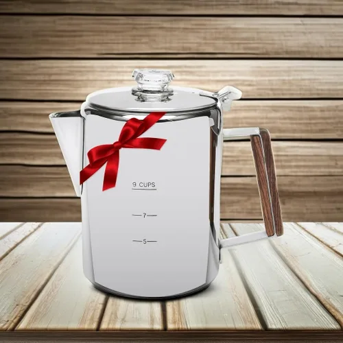 Miniatura 8 de MEREZA Cafetera de camping para estufa, cafetera, percolador, fogata, cafetera de acero inoxidable, cafetera para acampar al aire libre, hogar, 9