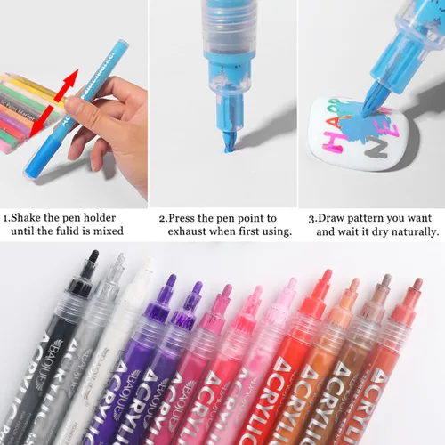Miniatura 7 de Set de 24 colores de lápiz de esmalte de uñas, pinceles de arte de uñas para pintar, esmalte gel de líneas negras y blancas, pincel de punta Juego