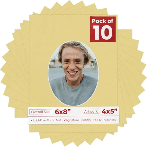 Miniatura 69 de Alfombrilla de 6 x 8 pulgadas, corte biselado para fotos de 4 x 5 pulgadas, diseño ovalado de color gris medio, sin ácidos, mate para proteger tus