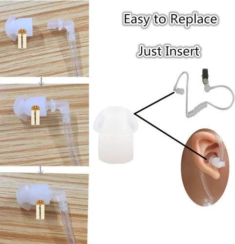 Miniatura 4 de Lsgoodcare 20 piezas de almohadillas de silicona blanca suave con forma de hongo de repuesto cómodo, cubiertas de tubo acústico compatibles
