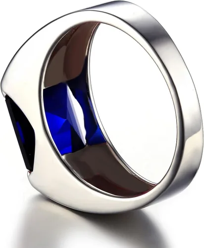 Miniatura 4 de JewelryPalace Men's Square 2-3ct Natural Smoky Quartz Created Ruby Alexandrite Sapphire Simulated Emerald Engagement Ring, 14K White Gold Plated 925