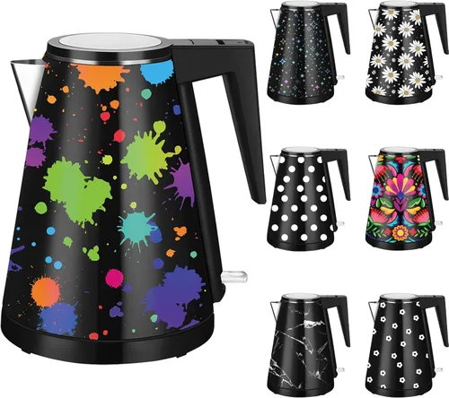 Miniatura 9 de Hervidor de agua interior de acero inoxidable de doble pared de 1.2L, inalámbrico, 1000 W de ebullición rápida con luz LED, cafetera y tetera