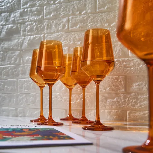 Miniatura 6 de Juego de copas de vino de colores, juego de 6 vasos de 12 onzas, tallo alto de estilo italiano único para vino blanco y tinto, agua, vasos
