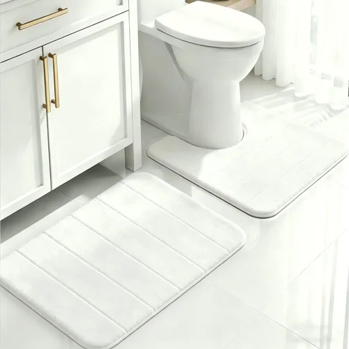 Miniatura 13 de Juego de 2 alfombras de baño de espuma viscoelástica, súper suaves, absorbentes, de secado rápido, alfombras de baño de espuma viscoelástica