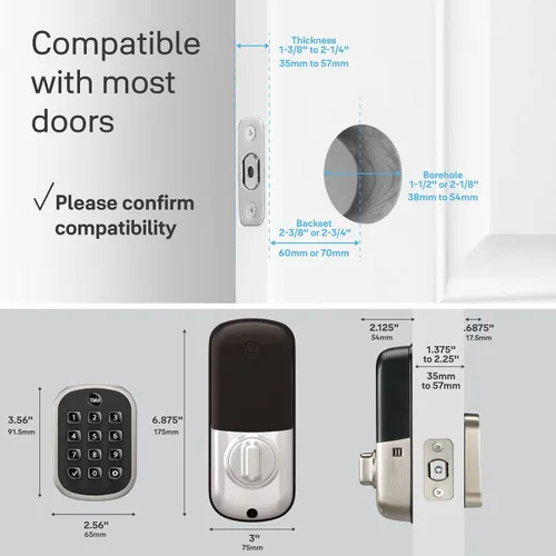 Miniatura 2 de Yale Security Cerradura de Pestillo con Teclado sin Llave - Desbloquea Usando tu Código de Entrada - Sin aplicación o conectividad - Gamuza Negra