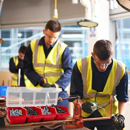 Miniatura 5 de 6 Piezas Organizadores de Tornillos Contenedores de Almacenamiento con Tapas, Caja Organizadora de Ferretería Apilable de Plástico para Clavos