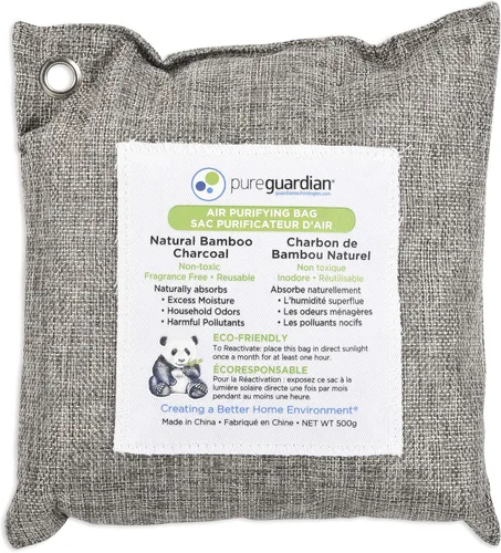 PureGuardian CB500 Bolsa purificadora de aire de carbón de bambú, ecológica, absorbe naturalmente olores, exceso de humedad y contaminantes, 17.64