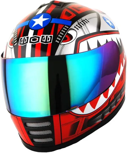 Miniatura 2 de WOW Casco integral para motocicleta, bicicleta urbana BMX MX para niños: HKYB15 Rojo tiburón