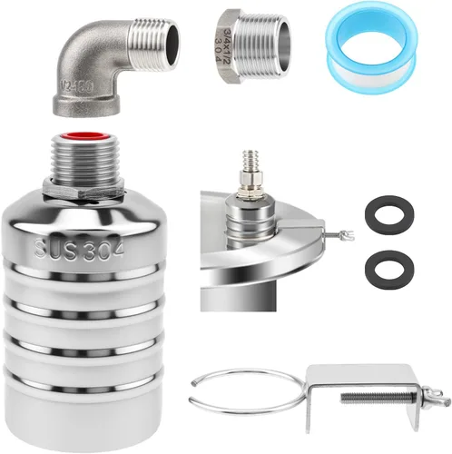 Miniatura 9 de 2 Pack Float Valve, Automatic Water Level Control Valve with 1/2inch to 3/4inch 1inch Adapter for Water Tank, Aquariums, Livestock Trough (2)