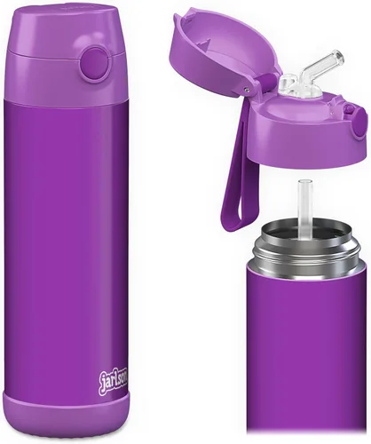 Miniatura 40 de Jarlson® CHARLI - Botella de agua para niños [12 onzas], botella térmica de acero inoxidable con pajilla, botella de agua aislada a prueba