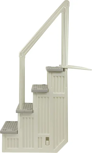 Miniatura 4 de Aqua Select Everest en escalones de piscina Blanco perla con peldaños gris nube para piscinas sobre el suelo Montaje en cubiertas de 48 a 54