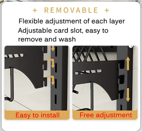 Miniatura 6 de Escurridor de platos montado en la pared de acero inoxidable 201 con bandeja de drenaje, estante de cocina de 3 capas, organizador de utensilios