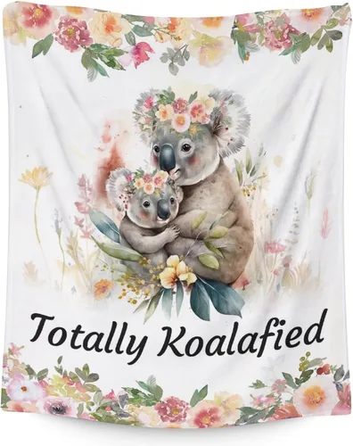 Miniatura 27 de Manta Koala para los amantes del koala, tamaño de cuna de 40 x 50 pulgadas, manta suave y acogedora para regalo, manta negra de dibujos animados