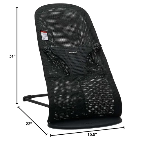 Miniatura 11 de BabyBjörn Bouncer Bliss, Marco Negro, Malla, Asiento de Góndola Ajustable 2 en 1 para Bebé y Silla para Niño Pequeño, de Recién Nacido a Niño