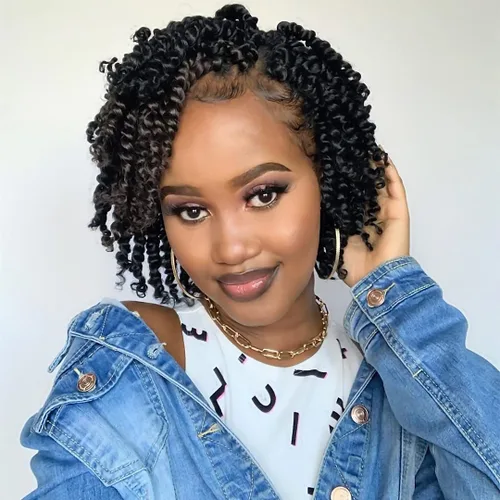 Miniatura 59 de BOHOBABE Cabello de Ganchillo Pre-retorcido Passion Twist de 14 Pulgadas Cabello Corto Ombré Gris Pre-enrollado de Ganchillo Passion Twist para Gris