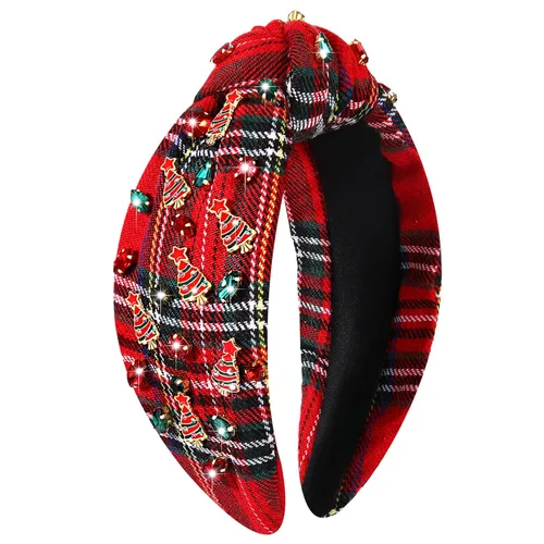 Miniatura 33 de mokkia Diadema de Navidad para Mujeres Accesorios de Navidad Lazo de Navidad Reno Copo de Nieve Diadema Rojo Verde Joyería con Perlas y Pedrería