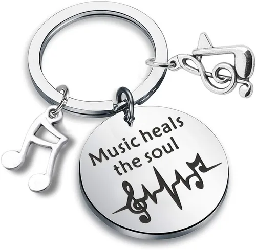 CENWA Regalo para amantes de la música, joyería temática de músico, música cura el alma, llavero de regalo para profesores de música