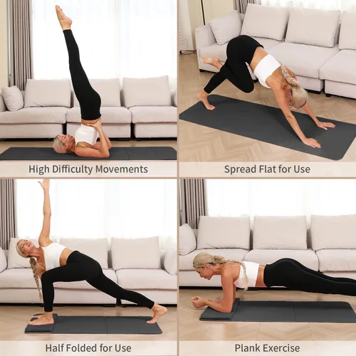 Miniatura 4 de PAIDU Esterilla de yoga plegable - 10mm extra gruesa, 190 x 66 cm, antideslizante, esterilla de ejercicio y fitness Certificada eco SGS, portátil