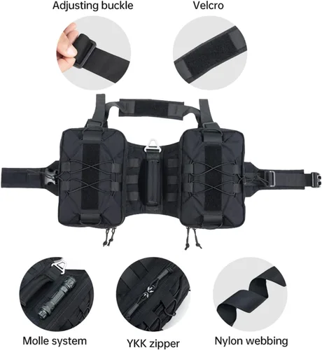 Miniatura 3 de EXCELLENT ELITE SPANKER Paquete de mochila para perros, mochila para camping, senderismo, perro mediano y grande con 2 bolsillos laterales Negro